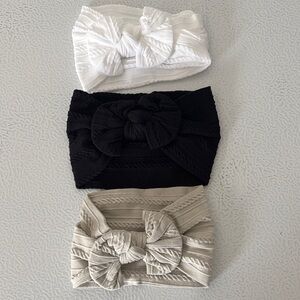 Stylish Kids Headband Set - Black, White, and Cream